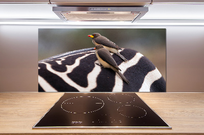Glazen achterwand keuken Vogels en zebra's