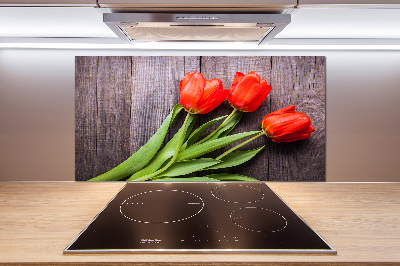 Achterwand keuken Rode tulpen