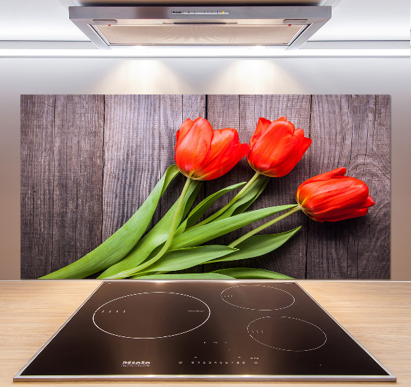 Achterwand keuken Rode tulpen