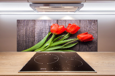 Achterwand keuken Rode tulpen