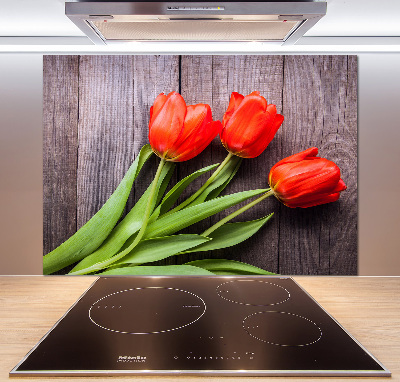 Achterwand keuken Rode tulpen