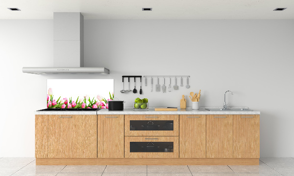 Spatscherm keuken Roze tulpen