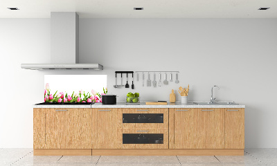 Spatscherm keuken Roze tulpen
