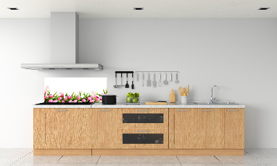 Spatscherm keuken Roze tulpen
