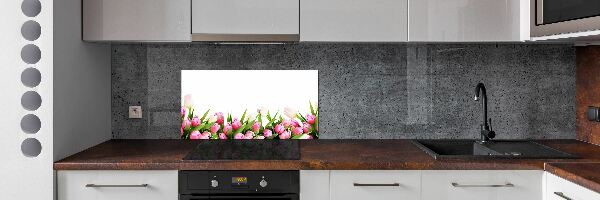 Spatscherm keuken Roze tulpen