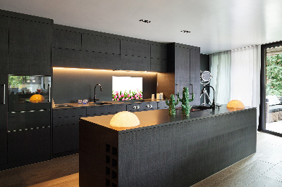 Spatscherm keuken Roze tulpen