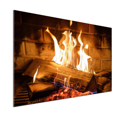 Spatplaat keuken Hout in de open haard