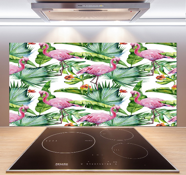 Achterwand keuken Flamingo's planten