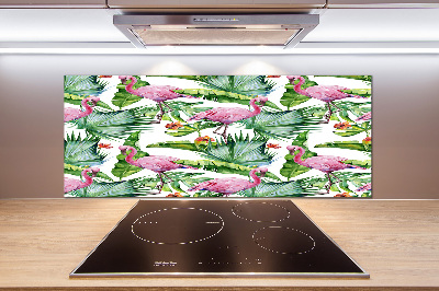 Achterwand keuken Flamingo's planten