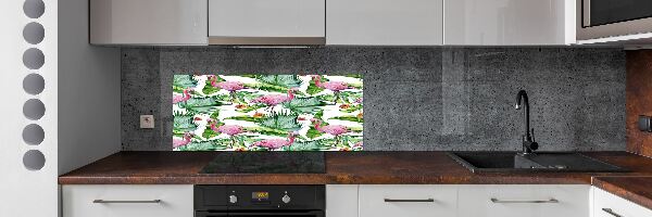 Achterwand keuken Flamingo's planten