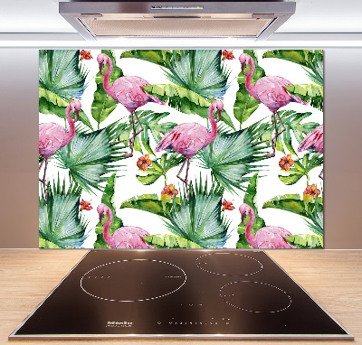 Achterwand keuken Flamingo's planten