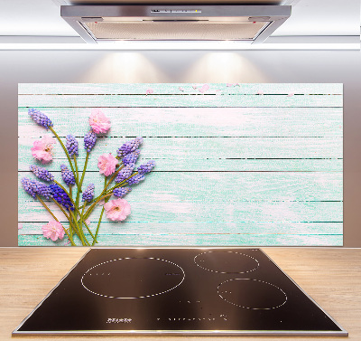 Keuken achterwand Lavendel op hout