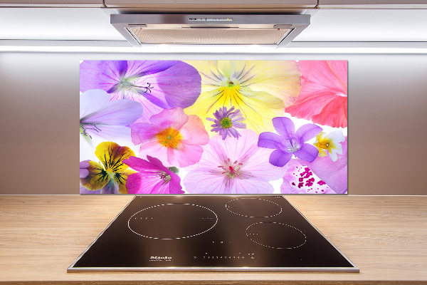 Glazen achterwand keuken Viooltjes