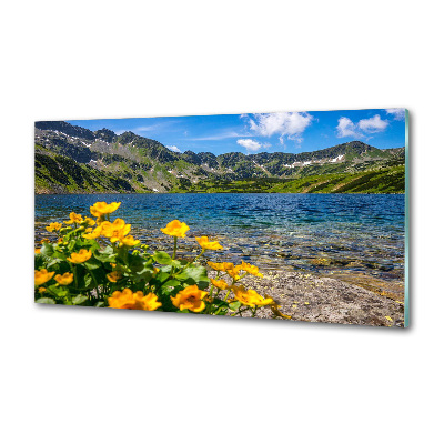 Glazen achterwand keuken Meer in de bergen