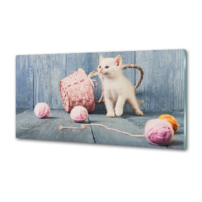 Panel do kuchni Biały kot i motki