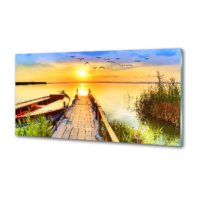 Panel dekor szkło Łódka i molo