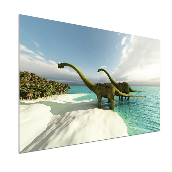 Achterwand keuken Dinosaurussen op het strand