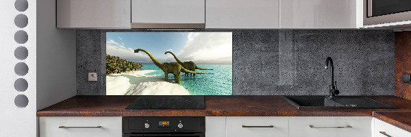 Achterwand keuken Dinosaurussen op het strand