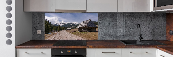 Glazen achterwand keuken Een huisje in de bergen