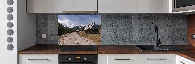 Glazen achterwand keuken Een huisje in de bergen