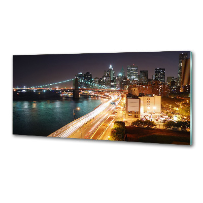 Glazen achterwand keuken New York 's nachts