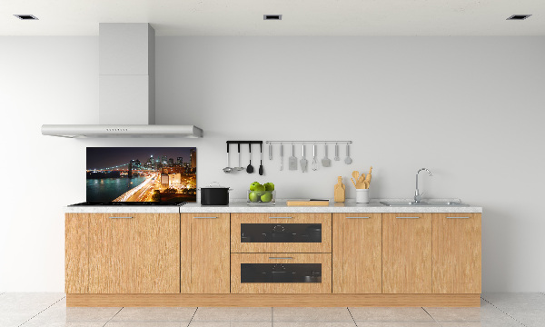 Glazen achterwand keuken New York 's nachts