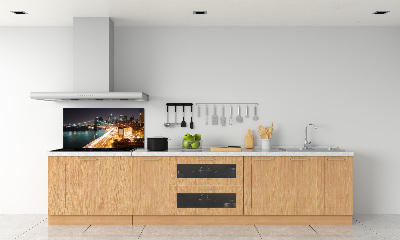 Glazen achterwand keuken New York 's nachts