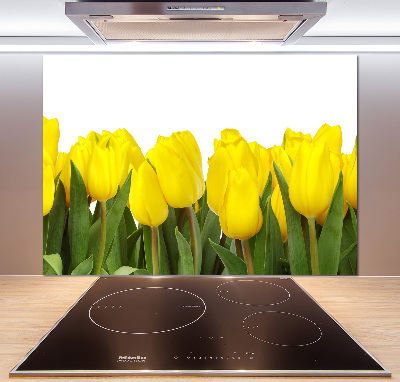 Glazen achterwand keuken Gele tulpen