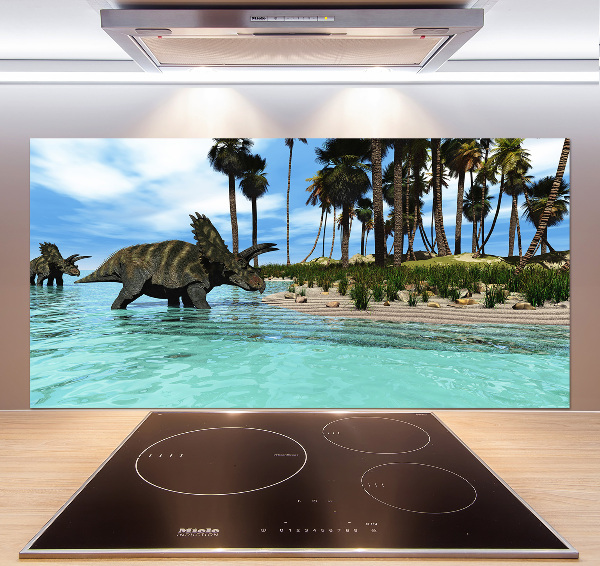 Panel między meble w kuchni Dinozaury