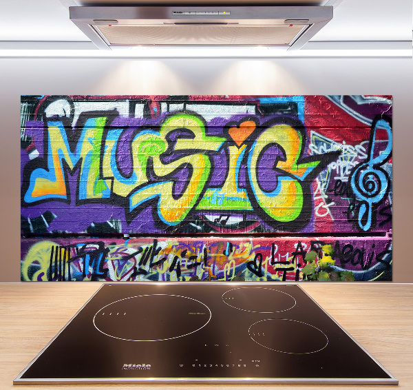 Glazen achterwand keuken Graffiti op de muur