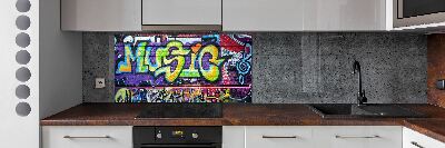 Glazen achterwand keuken Graffiti op de muur