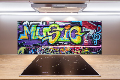 Glazen achterwand keuken Graffiti op de muur