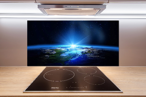 Spatscherm keuken Planeet Aarde
