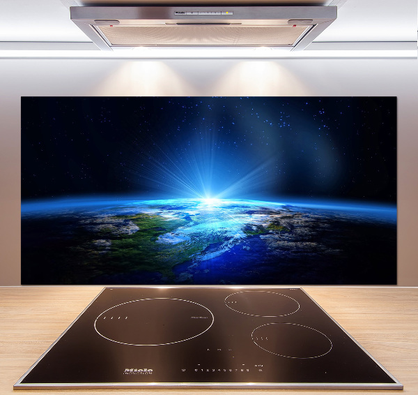 Spatscherm keuken Planeet Aarde