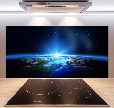Spatscherm keuken Planeet Aarde