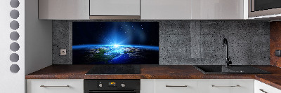 Spatscherm keuken Planeet Aarde