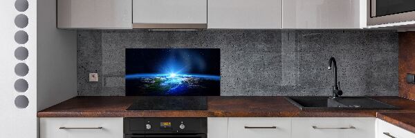 Spatscherm keuken Planeet Aarde