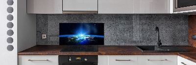 Spatscherm keuken Planeet Aarde