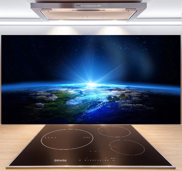 Spatscherm keuken Planeet Aarde
