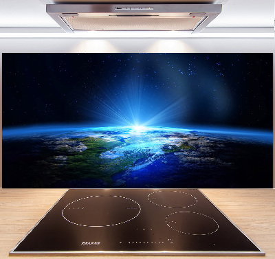 Spatscherm keuken Planeet Aarde