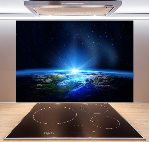 Spatscherm keuken Planeet Aarde