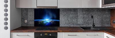 Spatscherm keuken Planeet Aarde
