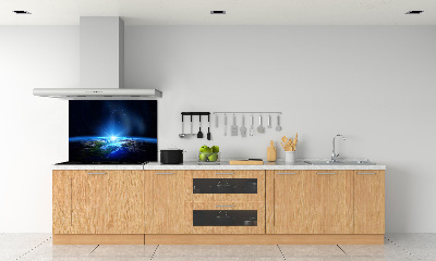 Spatscherm keuken Planeet Aarde