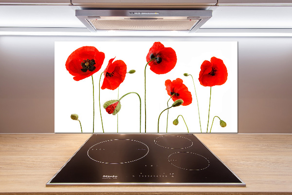 Glazen achterwand keuken Klaprozen