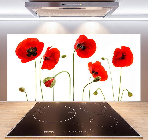 Glazen achterwand keuken Klaprozen
