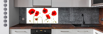 Glazen achterwand keuken Klaprozen