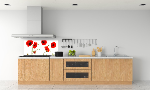 Glazen achterwand keuken Klaprozen