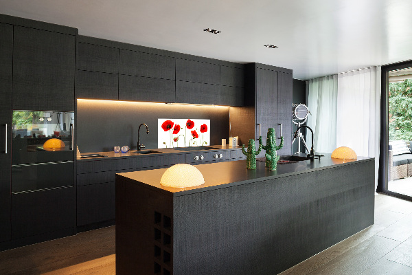 Glazen achterwand keuken Klaprozen