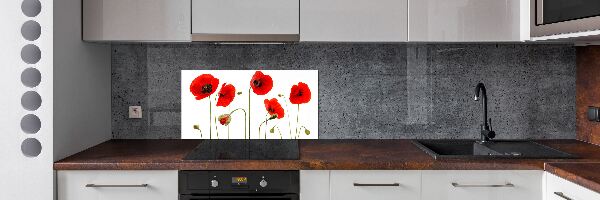 Glazen achterwand keuken Klaprozen