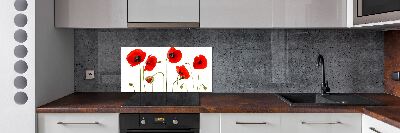 Glazen achterwand keuken Klaprozen